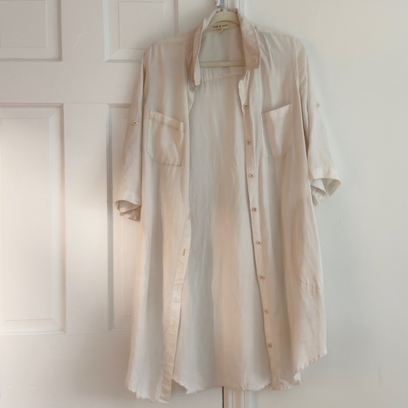 Cloth & Stone Shirt Dress/Tunic. Off-White/Oatmeal. Button-Down Size Medium - Picture 7 of 7